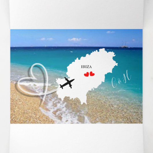 Ibiza bruiloft bestemming bruiloft drieluik uitnodiging (Binnenkant midden)