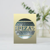 Ibiza discobal in platina blauw briefkaart (Staand voorkant)