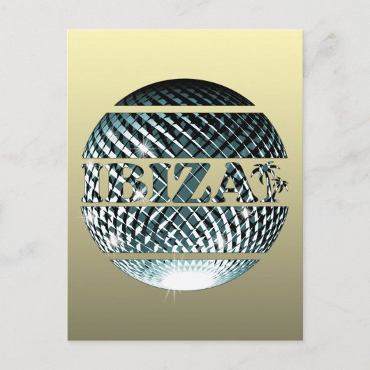 Ibiza discobal in platina blauw briefkaart (Voorkant)