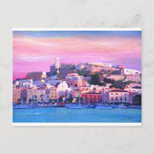 Ibiza Eivissa Old Town and Harbour Pearl Briefkaart