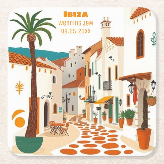 Ibiza Eivissa Spanje Wedding Event Party Kartonnen Onderzetters (Voorkant)