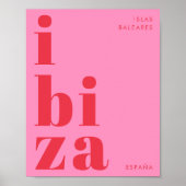 Ibiza España modern typography pink red  Poster (Voorkant)