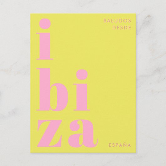 Ibiza España moderne typografie roze groen Briefka Briefkaart (Voorkant)