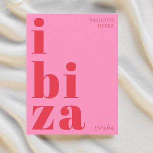 Ibiza España moderne typografie roze rood Briefkaa Briefkaart