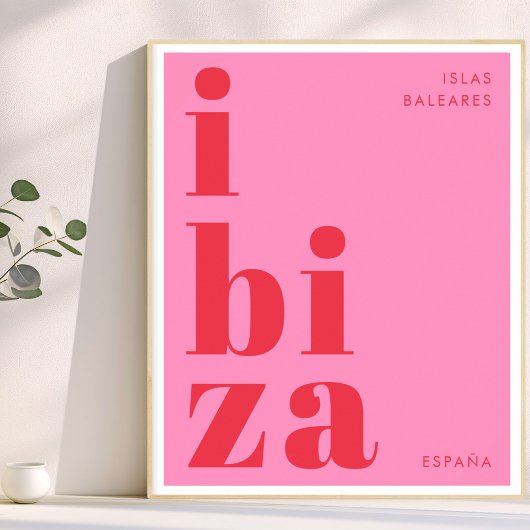 Ibiza España moderne typografie roze rood Poster