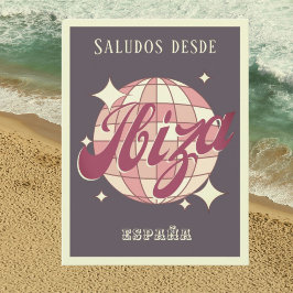 Ibiza España retro vintage feest paarse ansichtkaa Briefkaart