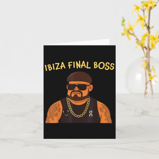 Ibiza Final Boss Funny Viral Meme Club Feestende S Kaart (Gele Bloem)