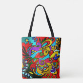 Ibiza Happy-Art schoudertas Tote Bag (Achterkant)