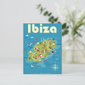 Ibiza Illustrated Map Briefkaart (Staand voorkant)