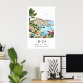 Ibiza Landschapsprint Aquarel Zeescène Poster (Thuiskantoor)