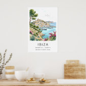 Ibiza Landschapsprint Aquarel Zeescène Poster (Keuken)