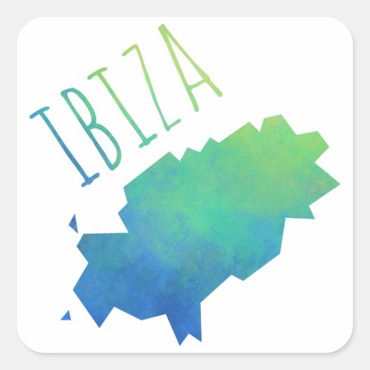 Ibiza Map Vierkante Sticker (Voorkant)