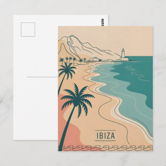 Ibiza  minimalistisch briefkaart (Voorkant / Achterkant)