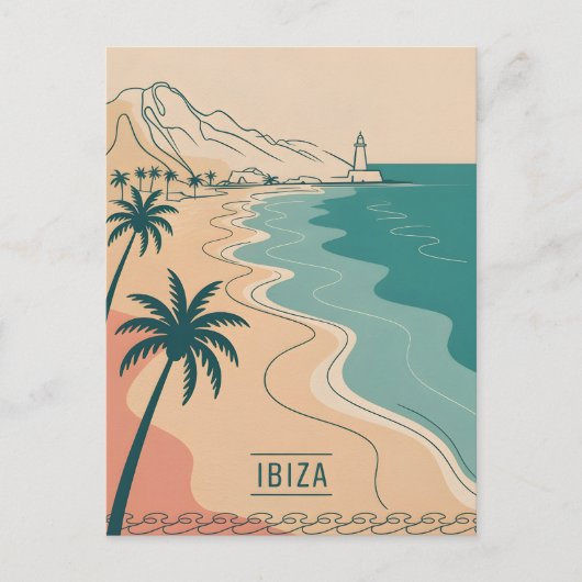 Ibiza  minimalistisch briefkaart (Voorkant)