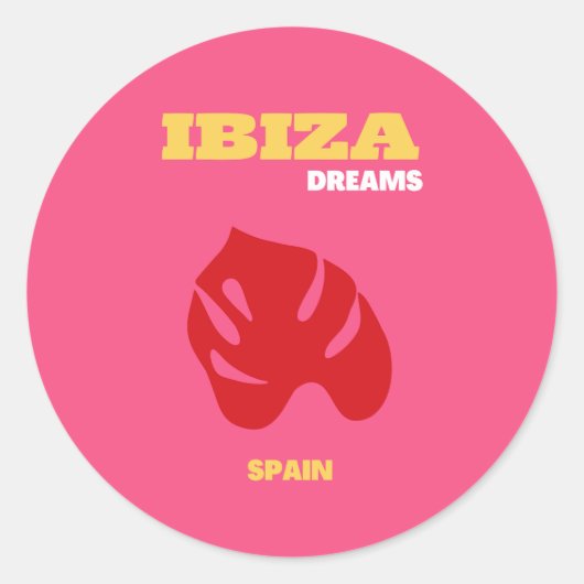 Ibiza, Reiskunst, Preppy, Preppy Art, Roze Ronde Sticker (Voorkant)