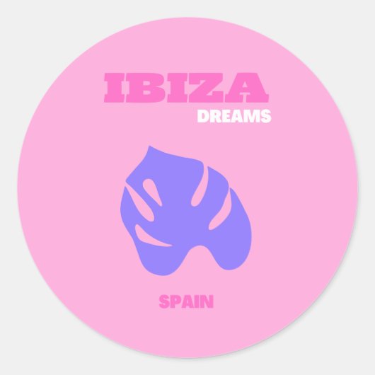 Ibiza, Reiskunst, Preppy, Preppy Kamer, Roze Ronde Sticker (Voorkant)