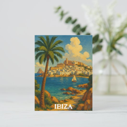  Ibiza Reizen Retro Balearen Briefkaart (Staand voorkant)