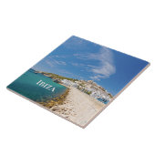 Ibiza schilderachtig uitzicht, gelabeld, tegeltje (Zijkant)