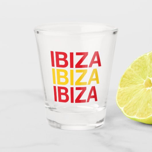 IBIZA Spaanse vlag Shot Glas (Voorkant)