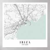 Ibiza Spain Blue Water Street Map Poster (Voorkant)