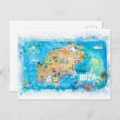 Ibiza Spain Illustrated Map met Landmarks Briefkaart (Voorkant / Achterkant)