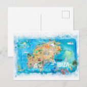 Ibiza Spain Illustrated Map met Landmarks Briefkaart (Voorkant / Achterkant)