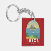 Ibiza Spain Travel  Art Sleutelhanger (Voorkant Links)