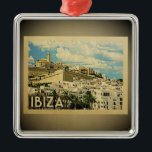 Ibiza Spain Vintage Travel Ornament<br><div class="desc">Een  Ibiza-ornament met een  uitzicht van deze mooie Spaanse stad.</div>