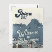 Ibiza Spain Vintage Travel Poster Briefkaart (Voorkant / Achterkant)