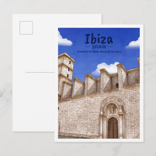 Ibiza Spanje Aquarel Reizen Briefkaart (Voorkant / Achterkant)