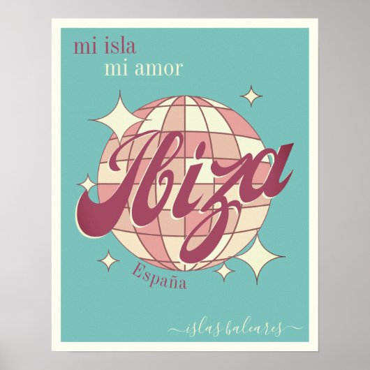 Ibiza Spanje Balearen Eiland retro Poster (Voorkant)