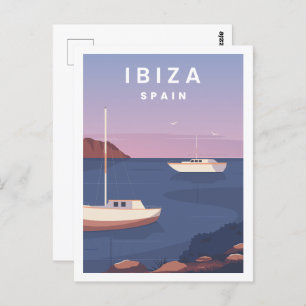 Ibiza Spanje Beroemde Reisplaats Illustratie Briefkaart