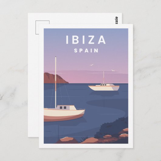 Ibiza Spanje Beroemde Reisplaats Illustratie Briefkaart (Voorkant / Achterkant)