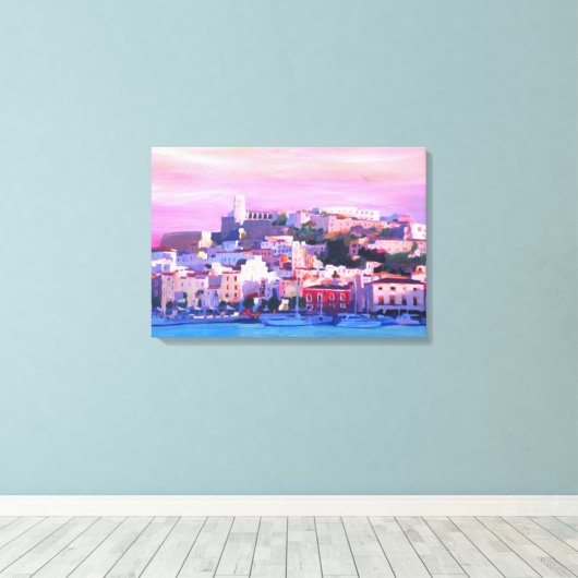 Ibiza Spanje bij zonsondergang Canvas Afdruk (Insitu (Houten vloer))
