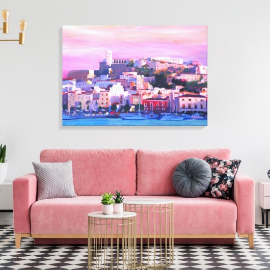 Ibiza Spanje bij zonsondergang Canvas Afdruk (Insitu (Woonkamer))
