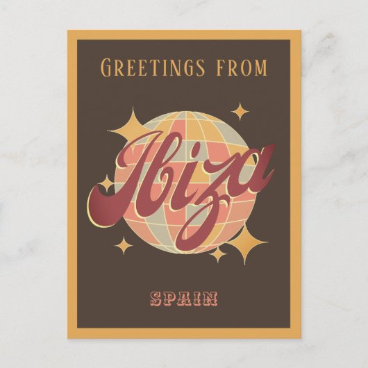 Ibiza Spanje Disco bal Retro Briefkaart (Voorkant)
