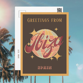 Ibiza Spanje Disco bal Retro Vintage Ansichtkaart Briefkaart