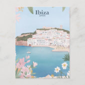 Ibiza Spanje Gouache Verf Illustratie Reizen Briefkaart (Voorkant)