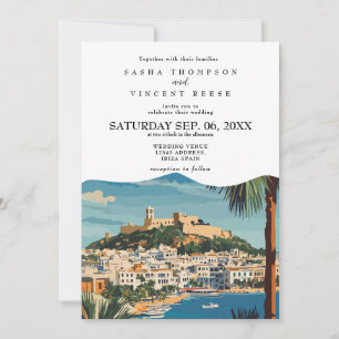 Ibiza Spanje Huwelijksuitnodiging Retro Kaart