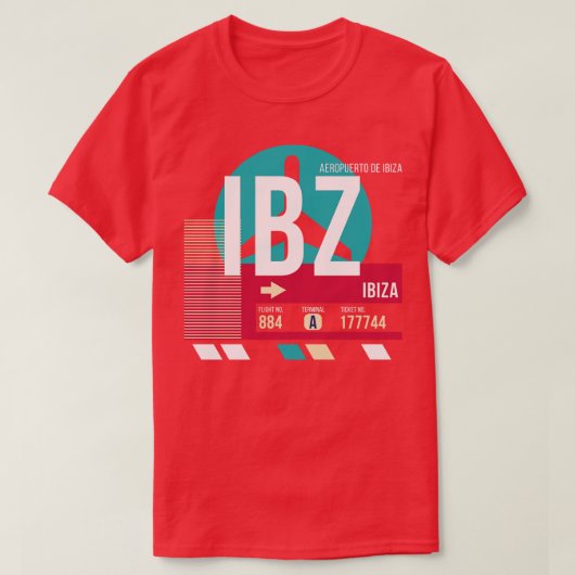 Ibiza Spanje IBZ Airport Code Bagage Label T-shirt (Design voorkant)