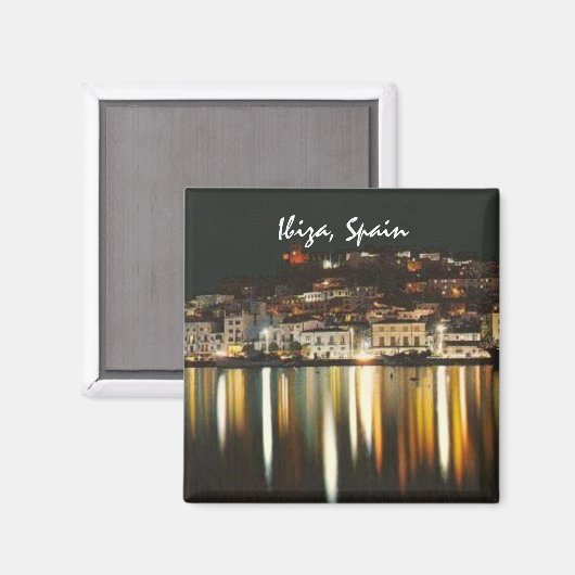 Ibiza Spanje Nighttime Koelkast Magnet Souvenir (Voorkant / Achterkant)