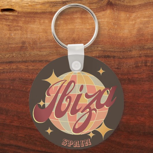 Ibiza Spanje Party Disco bal Retro  Sleutelhanger (Voorkant)