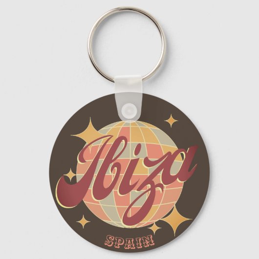 Ibiza Spanje Party Disco bal Retro  Sleutelhanger (Achterkant)