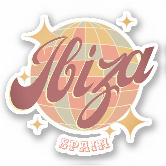 Ibiza Spanje Party Disco bal Retro Sticker (Voorkant)