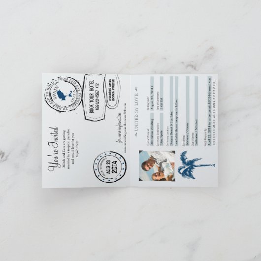 Ibiza Spanje Paspoort bruiloft uitnodiging (Binnen)