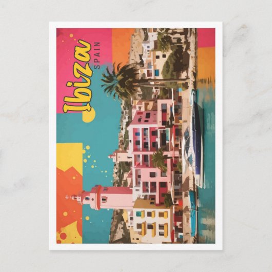 Ibiza Spanje Pop Kunst Reizen Illustratie Briefkaart