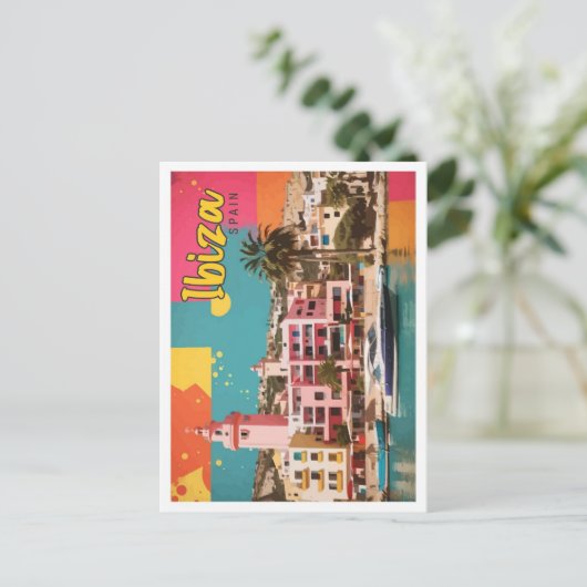 Ibiza Spanje Pop Kunst Reizen Illustratie Briefkaart (Staand voorkant)