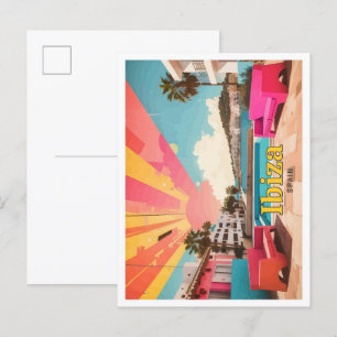 Ibiza Spanje Pop Kunst Reizen Illustratie Briefkaart