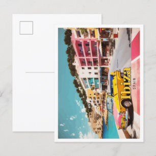 Ibiza Spanje Pop Kunst Reizen Illustratie Briefkaart