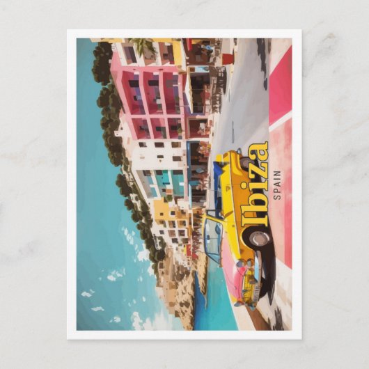 Ibiza Spanje Pop Kunst Reizen Illustratie Briefkaart (Voorkant)